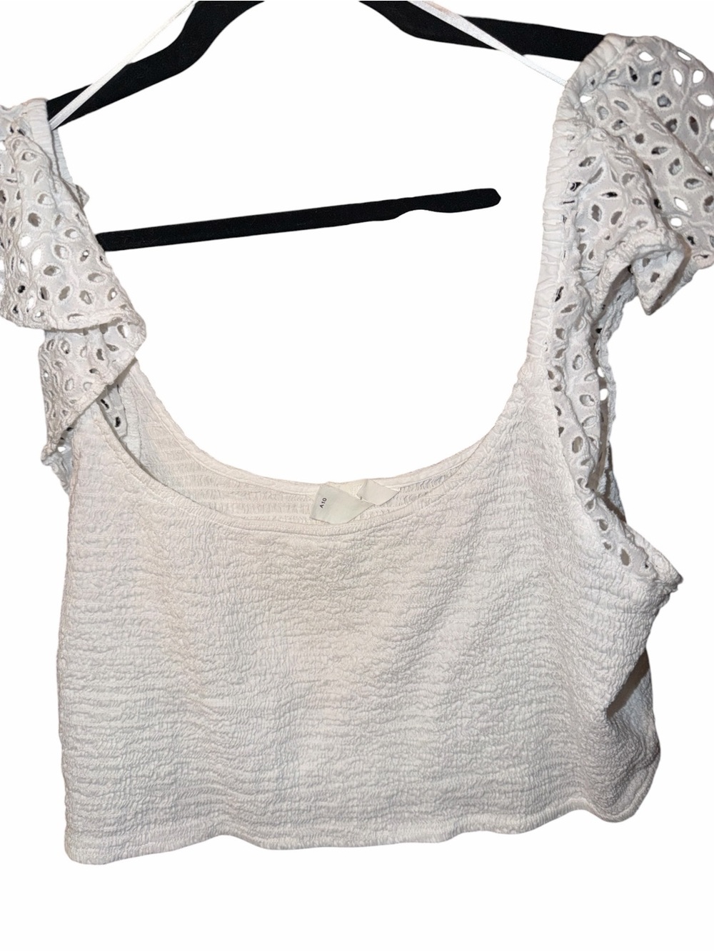 H&M size XXXL white crop top with eyelet trim on shoulder straps